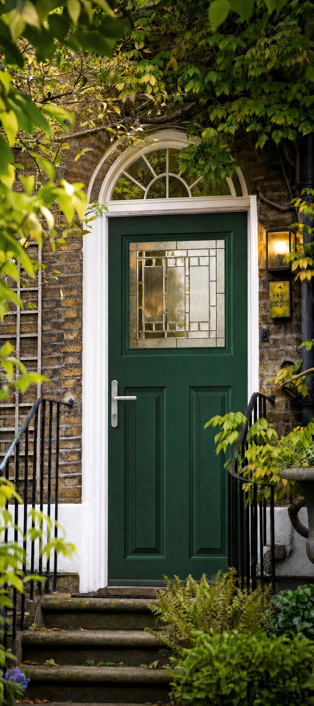 Paris in Opal Green composite door fitted to a house