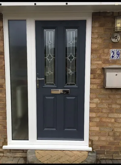 Grey Composite Door with Side Glass Panel fitted in Northampton