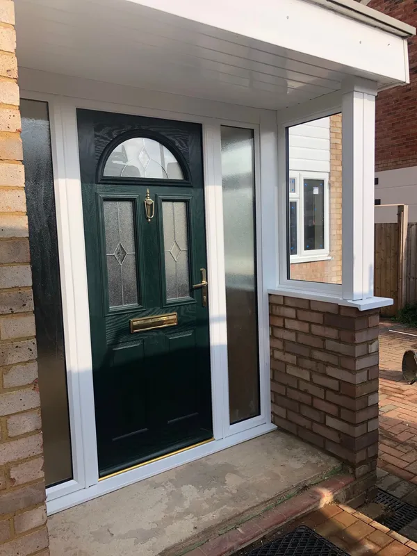 Green Composite Front Door with Side Windows fitted in Northampton