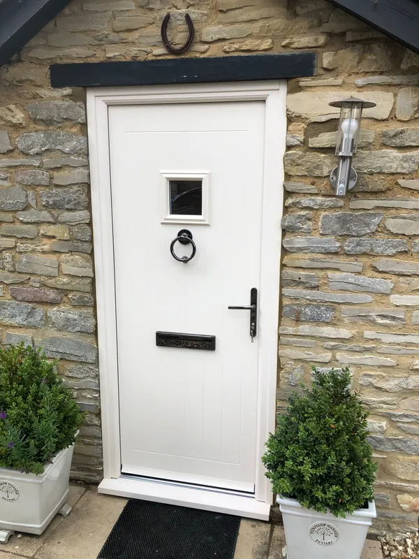 White Cottage Style Composite Front Door fitted in Northampton