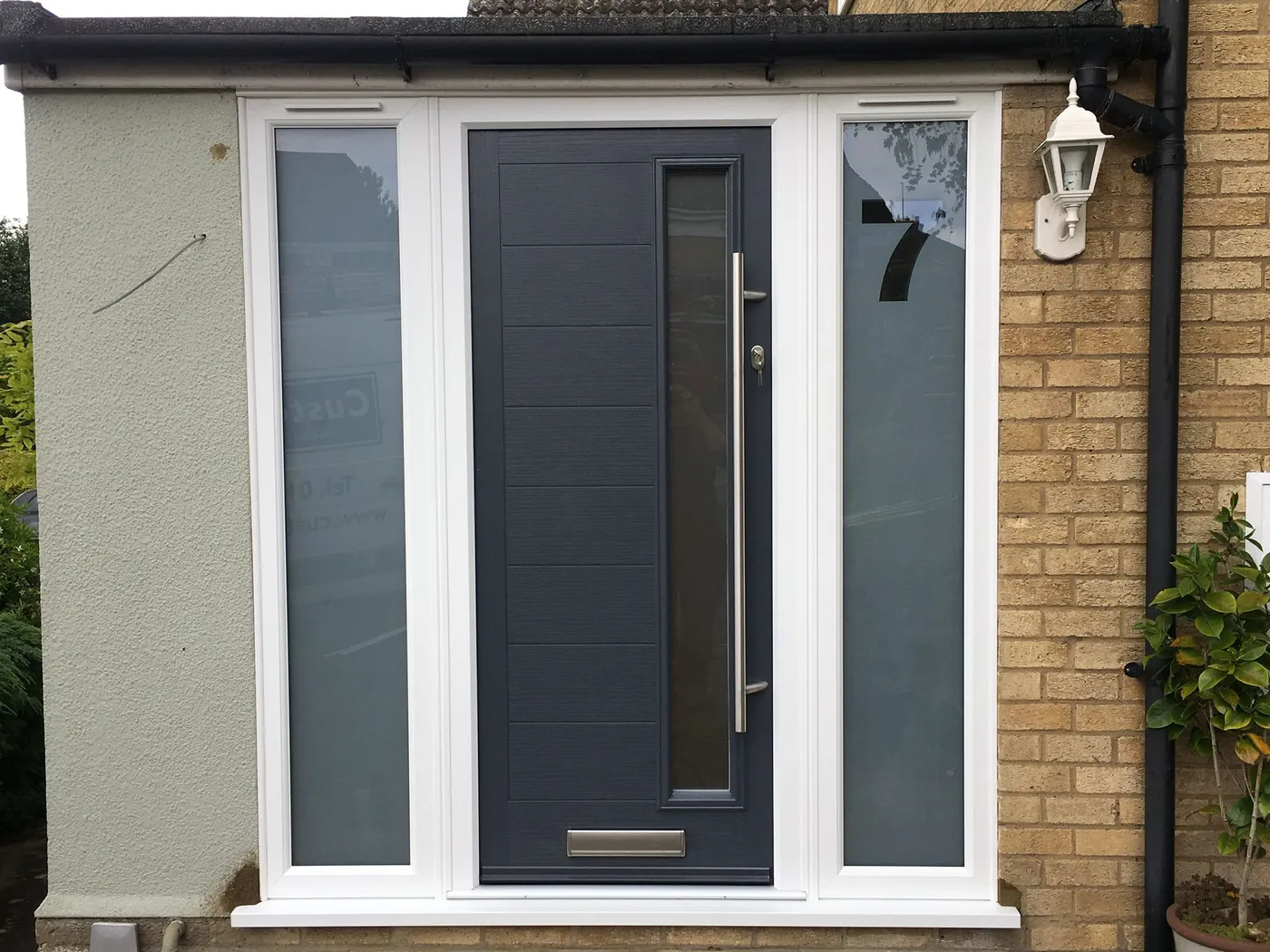 Modern Grey Composite Door with Side Panels fitted in Northampton