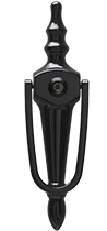 Slimline urn knocker with spyhole in Black