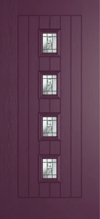 Amsterdam composite door in Aubergine with New Orleans glass