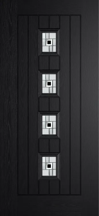 Amsterdam composite door in Black with Modena glass