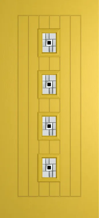 Amsterdam composite door in Canary Yellow with Modena glass