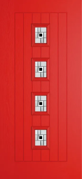 Amsterdam composite door in Candy Red with Modena glass