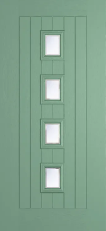Amsterdam composite door in Chartwell Green with Kensington glass