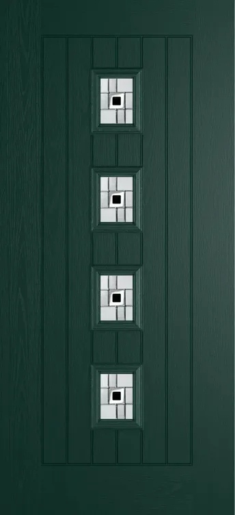 Amsterdam composite door in Green with Modena glass