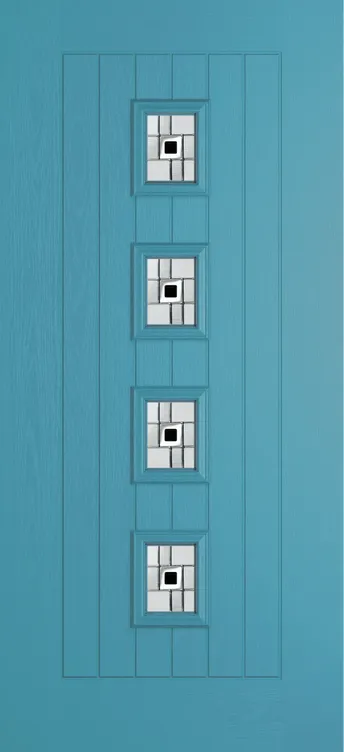 Amsterdam composite door in Light Blue with Modena glass