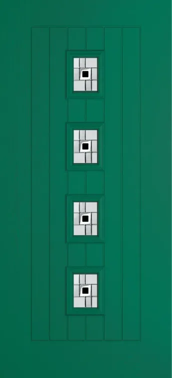 Amsterdam composite door in Opal Green with Modena glass