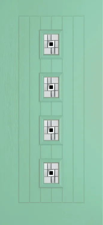 Amsterdam composite door in Pastel Turquoise with Modena glass