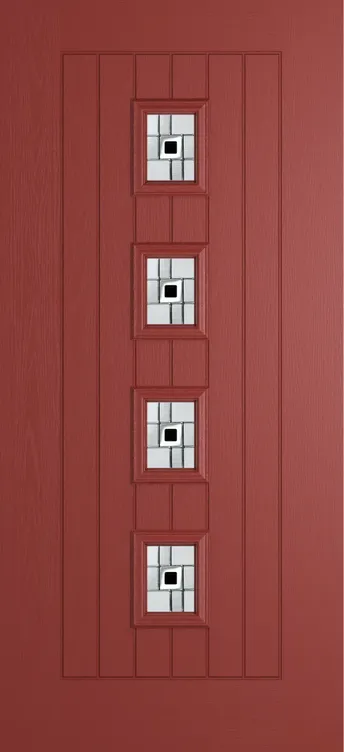 Amsterdam composite door in Red with Modena glass