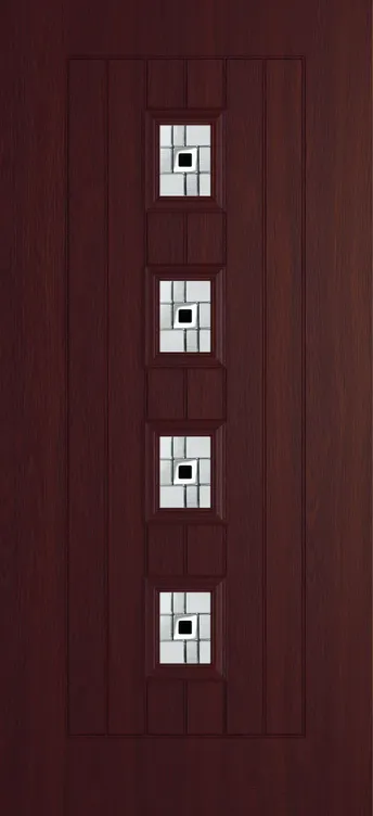 Amsterdam composite door in Rosewood with Modena glass
