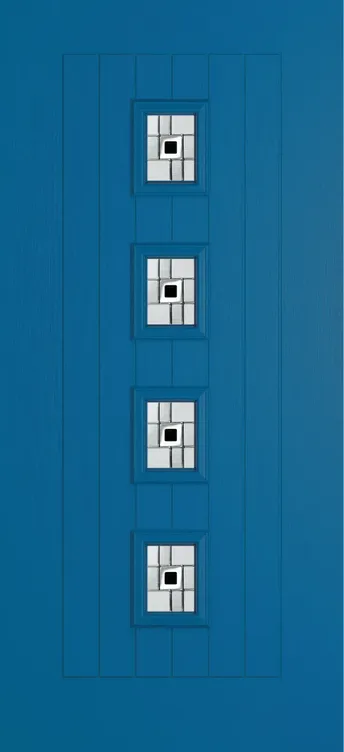 Amsterdam composite door in Signal Blue with Modena glass
