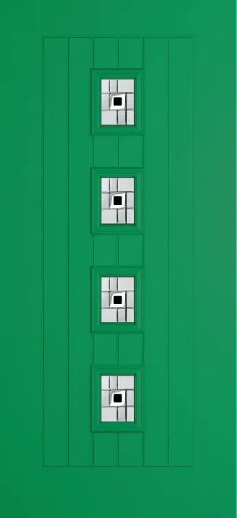 Amsterdam composite door in Signal Green with Modena glass