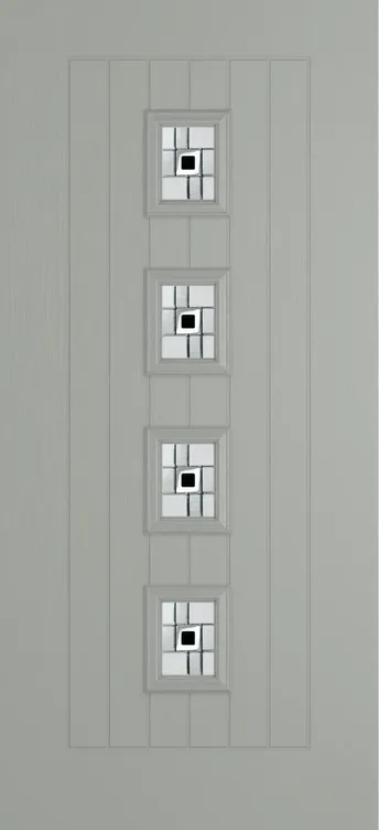 Amsterdam composite door in Silver Grey with Modena glass