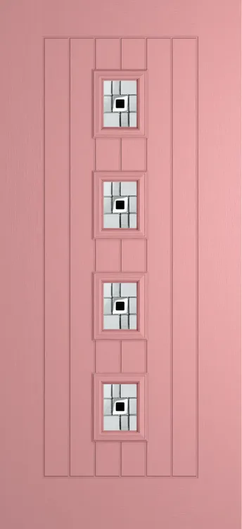 Amsterdam composite door in Sweet Pink with Modena glass