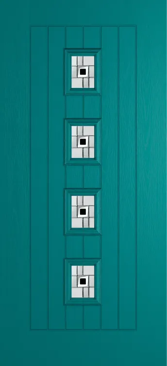 Amsterdam composite door in Teal with Modena glass
