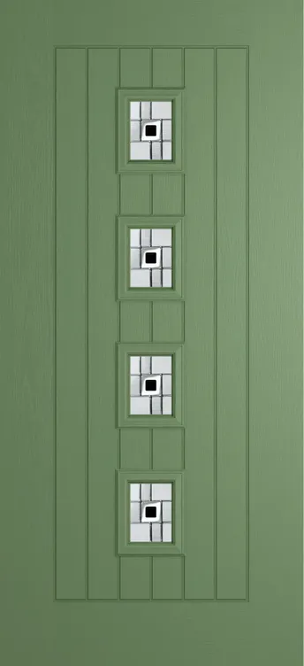 Amsterdam composite door in Woodland Green with Modena glass