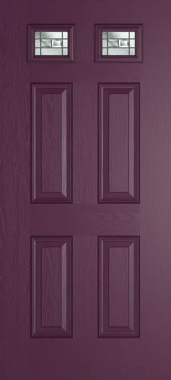 Athens 2 composite door in Aubergine with New Orleans glass