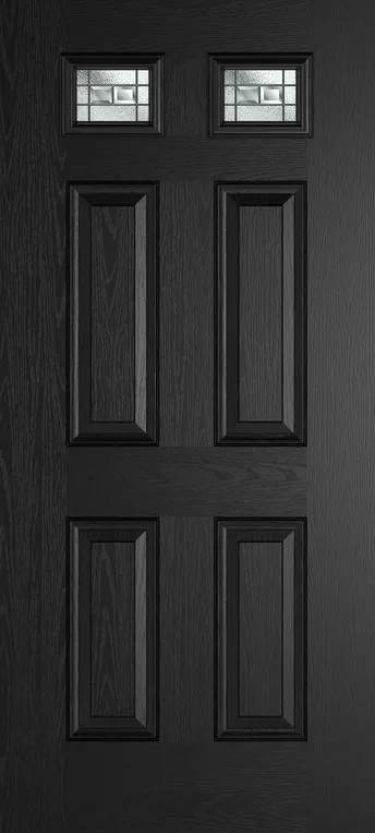 Athens 2 composite door in Black with New Orleans glass