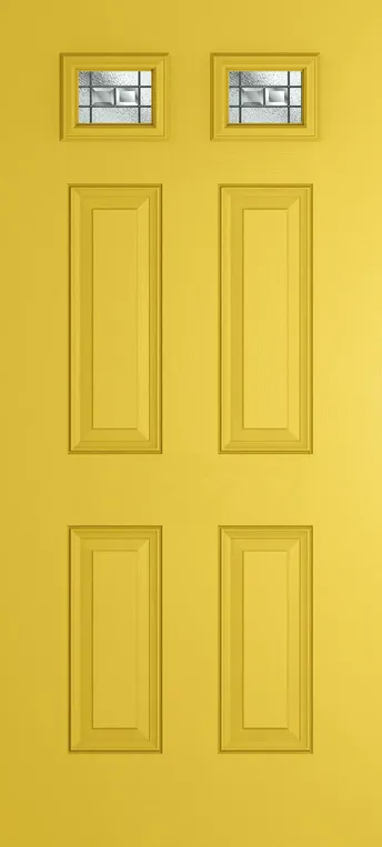 Athens 2 composite door in Canary Yellow with New Orleans glass