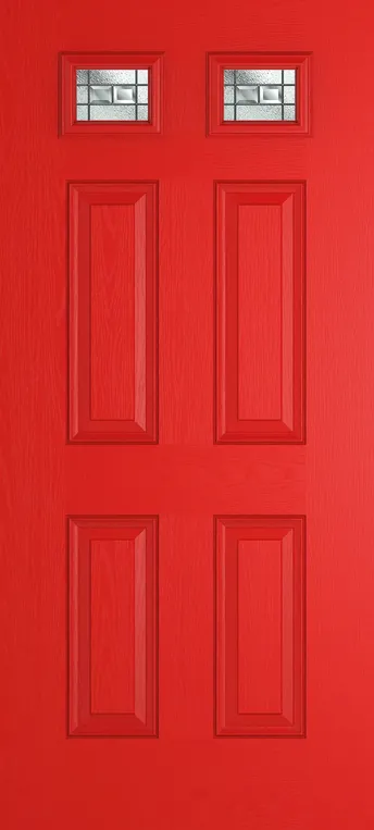 Athens 2 composite door in Candy Red with New Orleans glass
