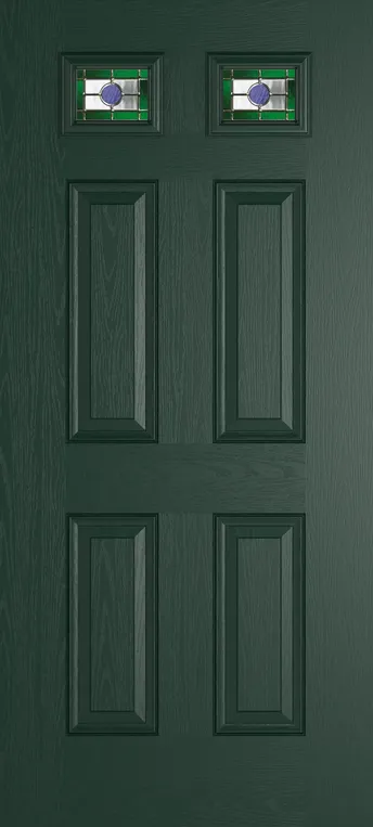 Athens 2 composite door in Green with Dorchester Green glass