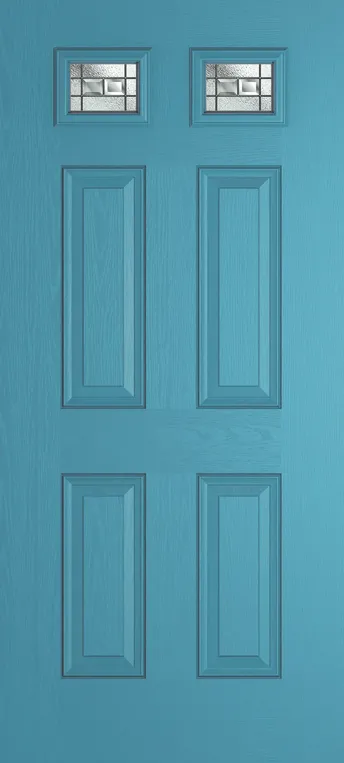 Athens 2 composite door in Light Blue with New Orleans glass
