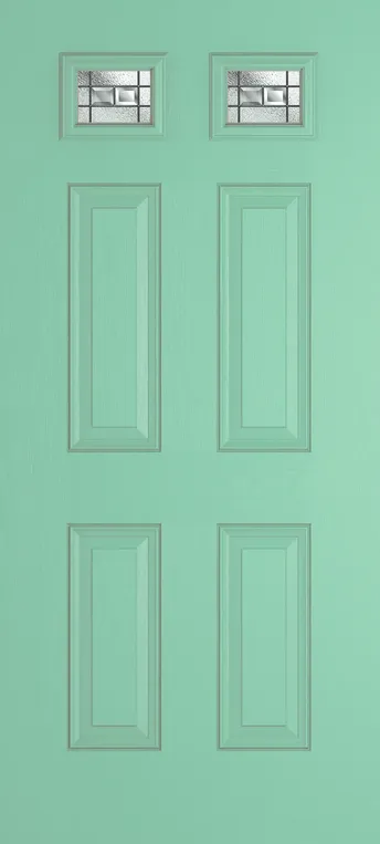 Athens 2 composite door in Pastel Turquoise with New Orleans glass