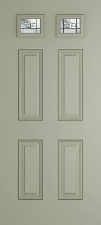 Athens 2 composite door in Pebble Grey with New Orleans glass