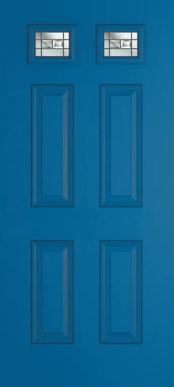 Athens 2 composite door in Signal Blue with New Orleans glass