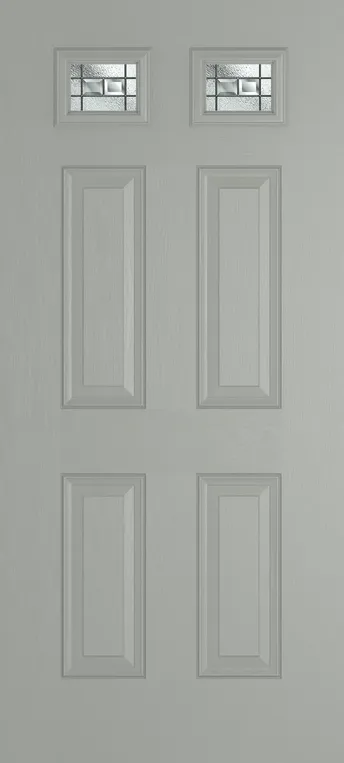 Athens 2 composite door in Silver Grey with New Orleans glass