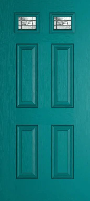 Athens 2 composite door in Teal with New Orleans glass