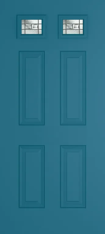 Athens 2 composite door in Tranquil Blue with New Orleans glass