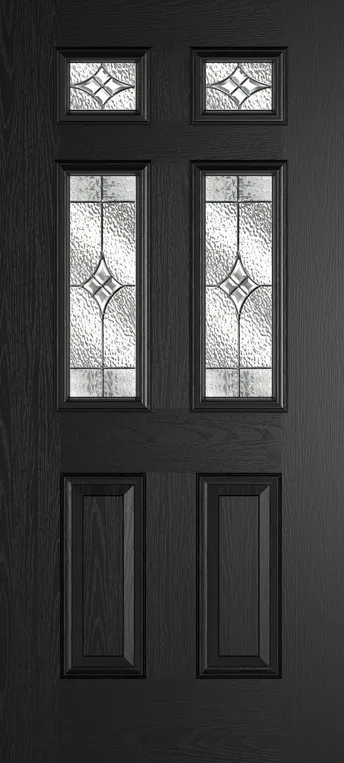 Athens 4 composite door in Black with Elegance glass
