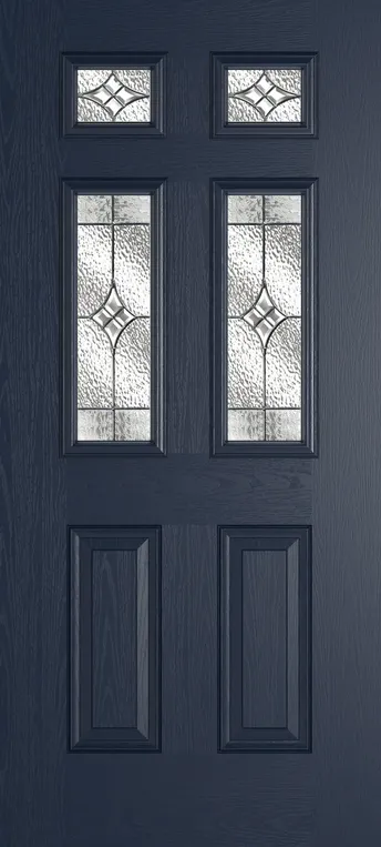 Athens 4 composite door in Blue with Elegance glass