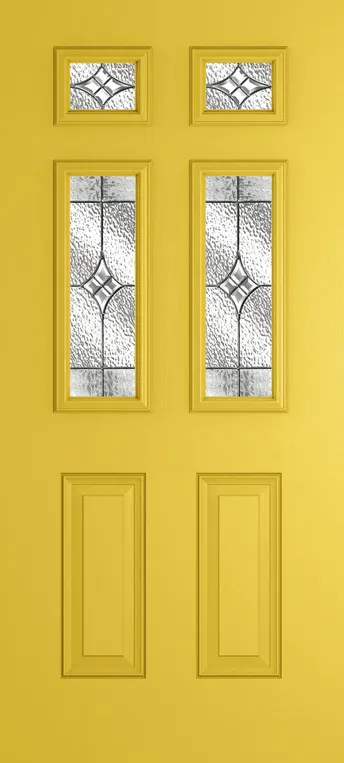 Athens 4 composite door in Canary Yellow with Elegance glass
