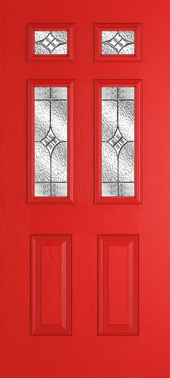 Athens 4 composite door in Candy Red with Elegance glass