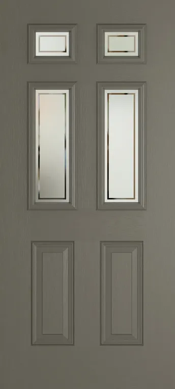 Athens 4 composite door in Dolphin Grey with Victorian Border glass