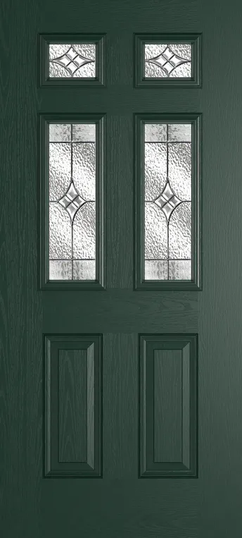 Athens 4 composite door in Green with Elegance glass