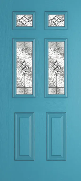 Athens 4 composite door in Light Blue with Elegance glass