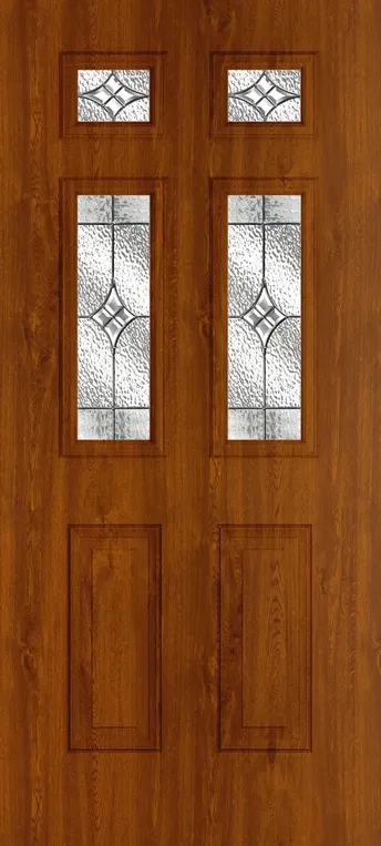 Athens 4 composite door in Light Oak with Elegance glass