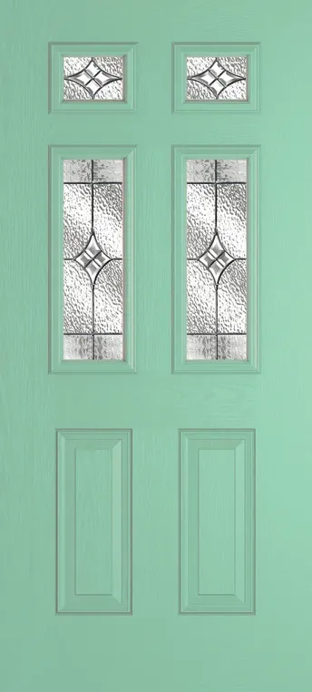 Athens 4 composite door in Pastel Turquoise with Elegance glass