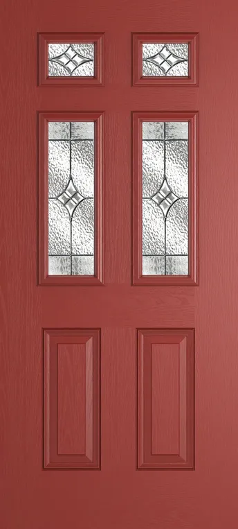 Athens 4 composite door in Red with Elegance glass