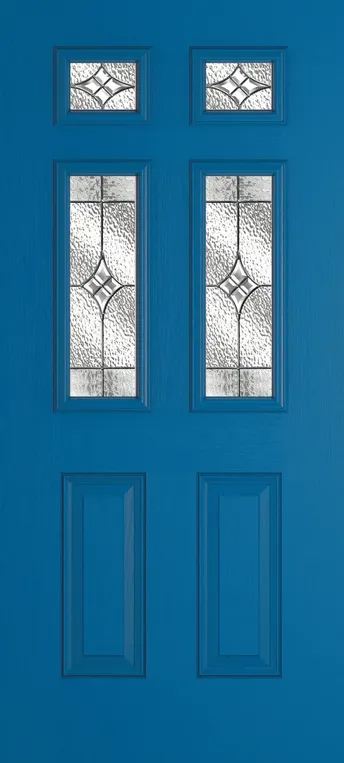Athens 4 composite door in Signal Blue with Elegance glass