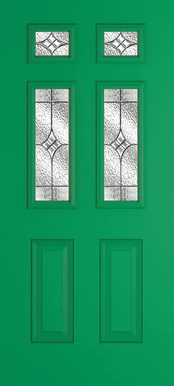 Athens 4 composite door in Signal Green with Elegance glass