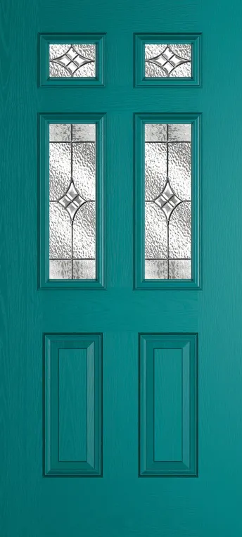 Athens 4 composite door in Teal with Elegance glass