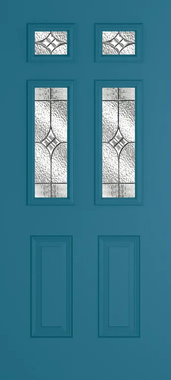Athens 4 composite door in Tranquil Blue with Elegance glass