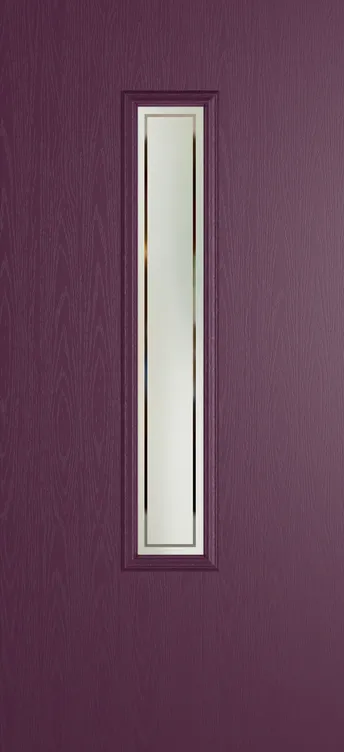 Barcelona 1219 composite door in Aubergine with Victorian Border glass